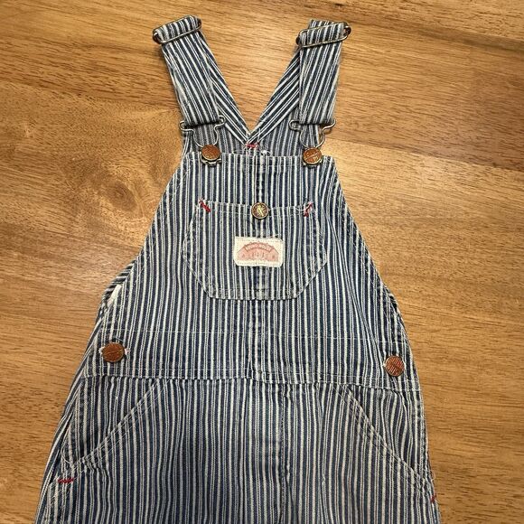 Round House Boys Striped Train Conductor Style Bib Coveralls Size 5 Thomas Train - Picture 6 of 14